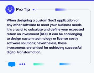 When designing a custom SaaS application or any other software to meet your business needs, it is crucial to calculate and define your expected return on investment (ROI)