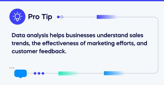 Data analysis helps businesses understand sales trends, the effectiveness of marketing efforts, and customer feedback. (1)