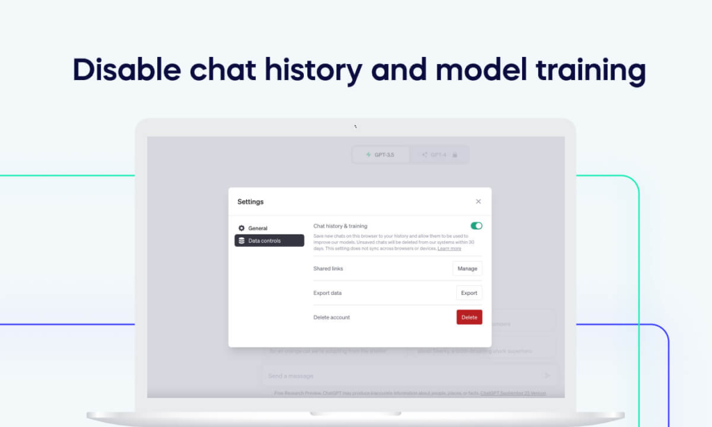 Disable chat history and model training