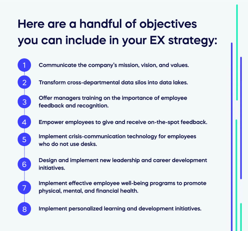 Here are a handful of objectives you can include in your EX strategy_