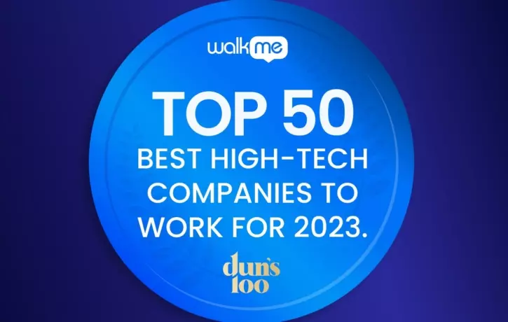 WalkMe recognized as one of the Top 50 Best HighTech Companies to Work for in 2023 by Duns 100