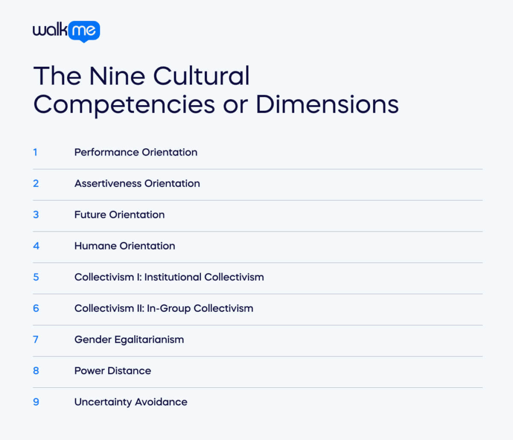 The Nine Cultural Competencies or Dimensions