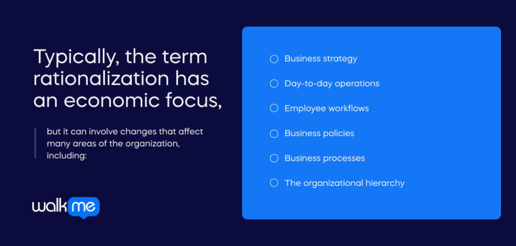 Typically, the term rationalization has an economic focus, 