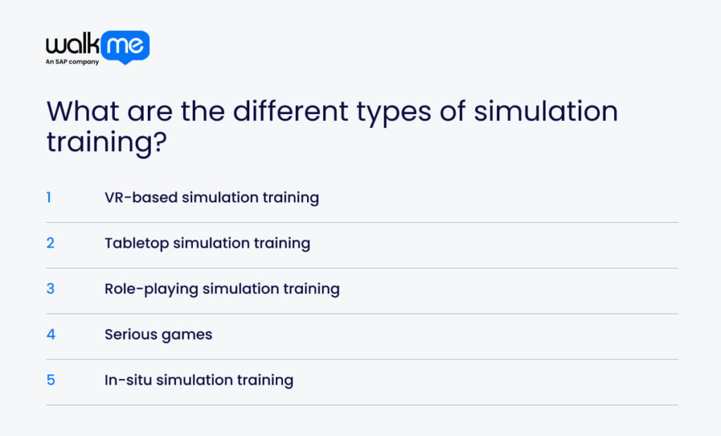 What are the different types of simulation training?
