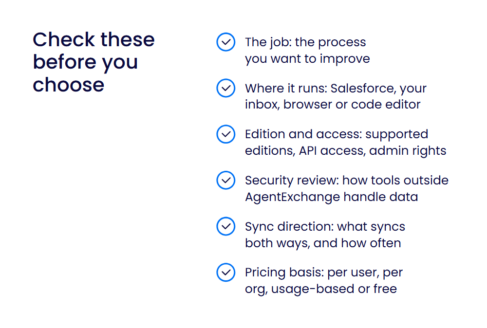 How to choose salesforce plugins checklist