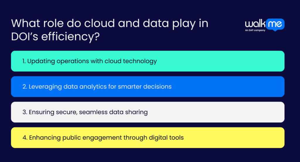 What role do cloud and data play in DOI’s efficiency?