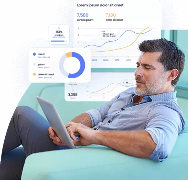 Man looking at some analytics on a tablet