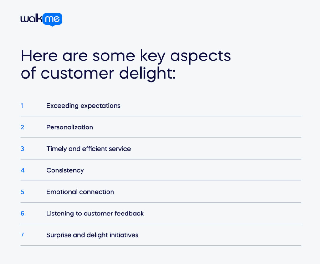 Here are some key aspects of customer delight
