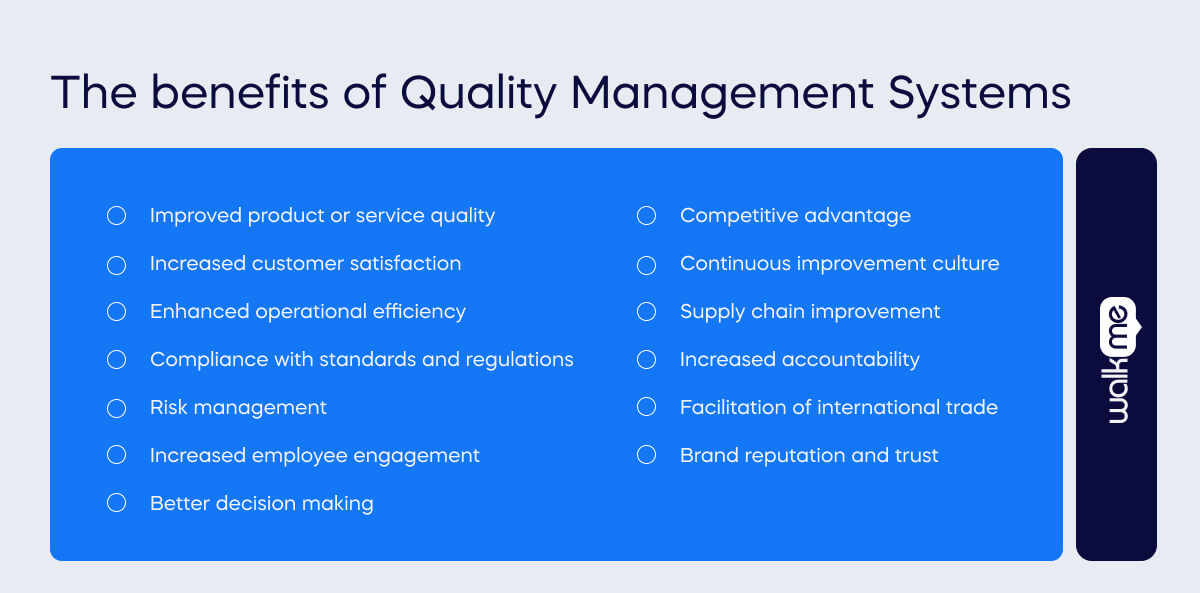 The benefits of Quality Management Systems