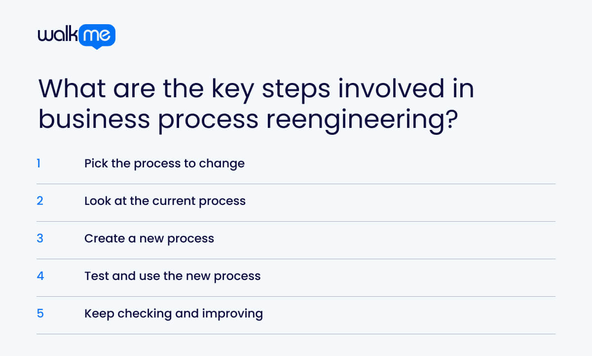 What are the key steps involved in business process reengineering?