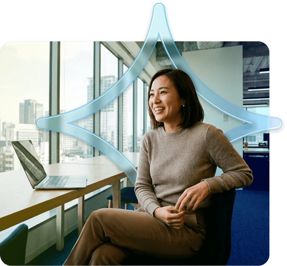 employee with glass sparkle